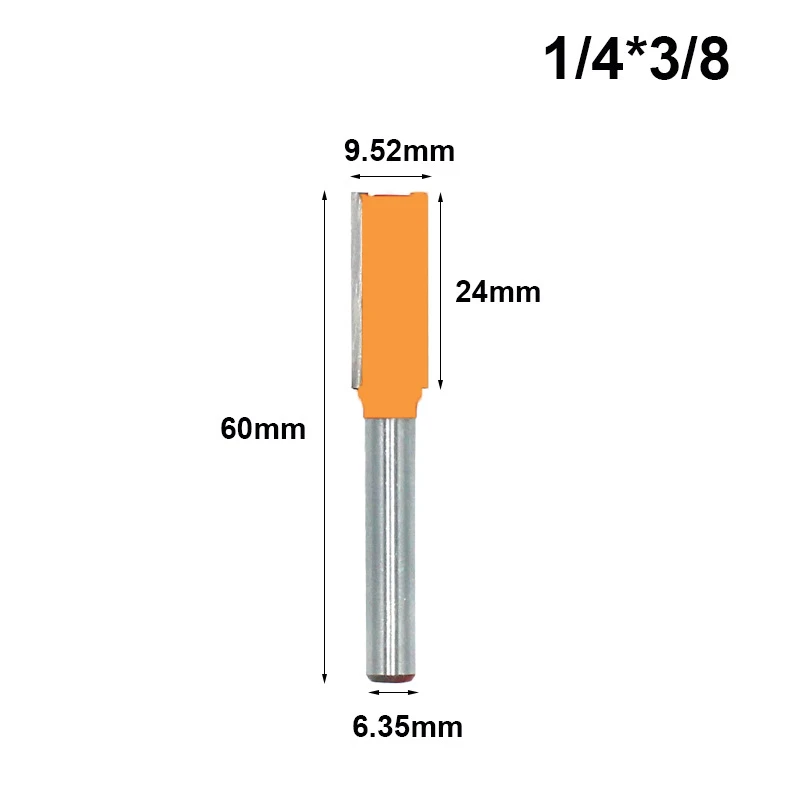 1PC 1/4" 6.35MM Shank Milling Cutter Wood Carving Blade Double Flutes Straight Bit Woodworking Tool Carving Trimming Router Bit