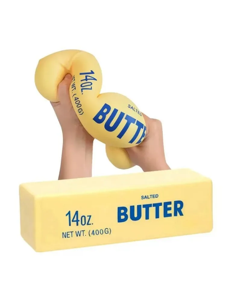 23cm Duża Miękka Zabawka w Kształcie Masła z Efektem Powolnego Odbicia, Zabawka Antystresowa do Ściskania, Uwalniająca od Napięcia, Relaksująca Dłonie, Prezent — 2