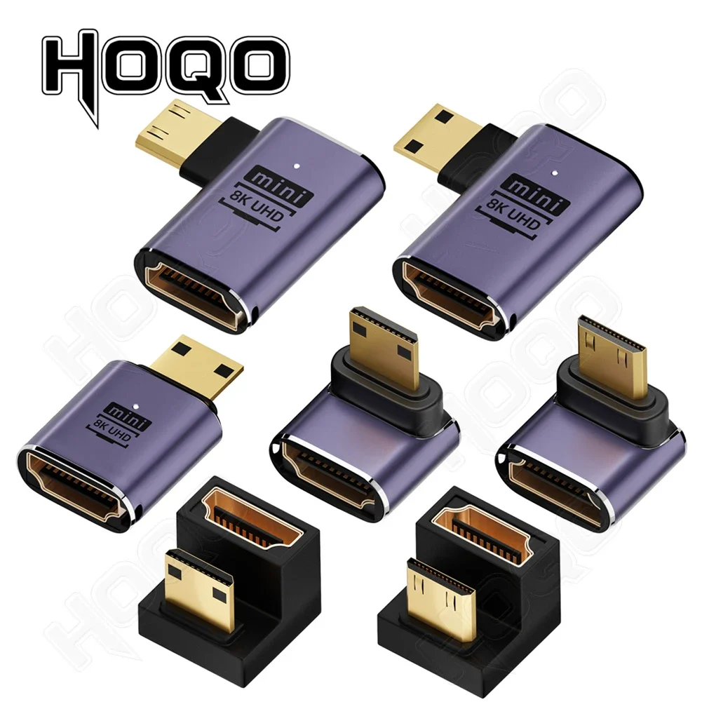 360 Degree U-shaped Mini HDMI gender Adapter 180 Mini HDMI Male to HDMI Female Angled L Converter HD 2.1V Extension 4K 8K 60Hz