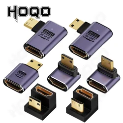 Em forma de U Mini HDMI macho para HDMI macho, angular L conversor, 360 graus, extensão HD, 4K, 8K, 60Hz, 180, 2.1V