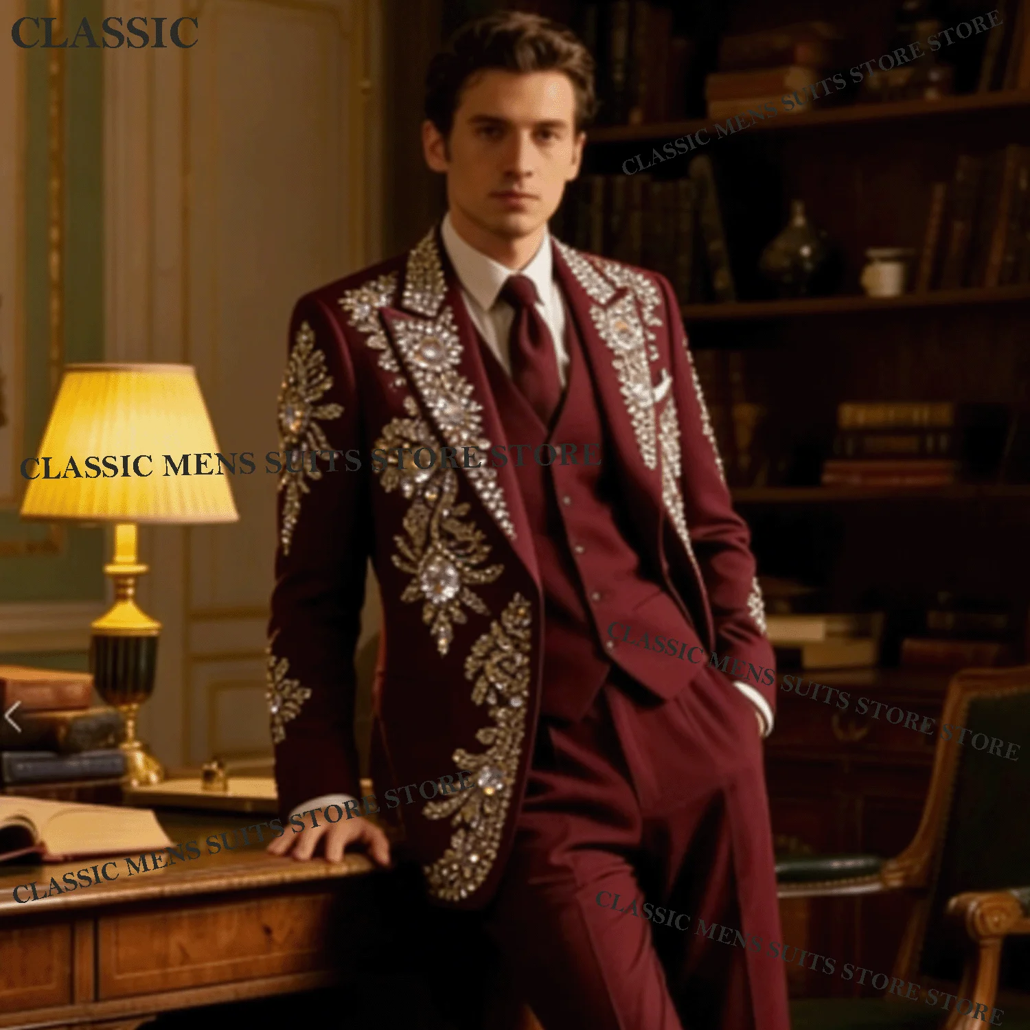 

Exquisite Sequins Diamond Men Suits 3 Pieces Sets Male Party Blazers Customized Groom Evening Tuxedos Slim Crystal Costume Homme