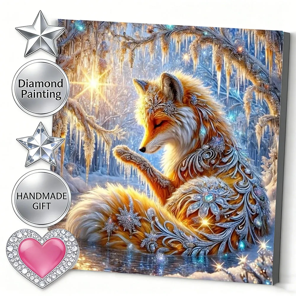 AZQSD Diamond Mosaic Adulte Fox Winter Animal Room Home Wall Decoration Diamond Painting Snow Adult Crafts Handmade