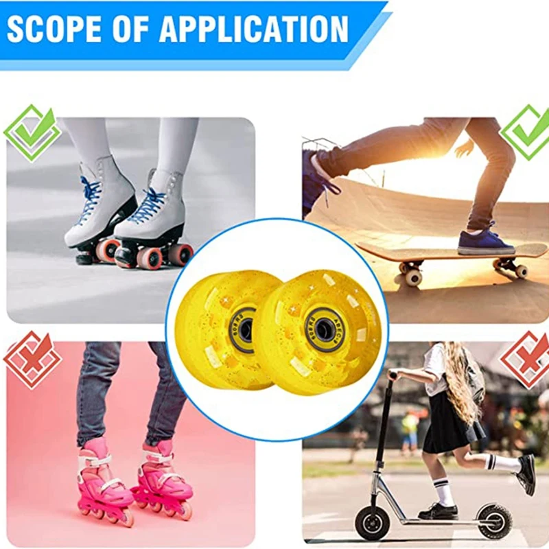 8-Piece 32 X 58Mm 82A Roller Skates With Bearings, For Indoor Or Outdoor Use, With Wrench For Wheel Removal