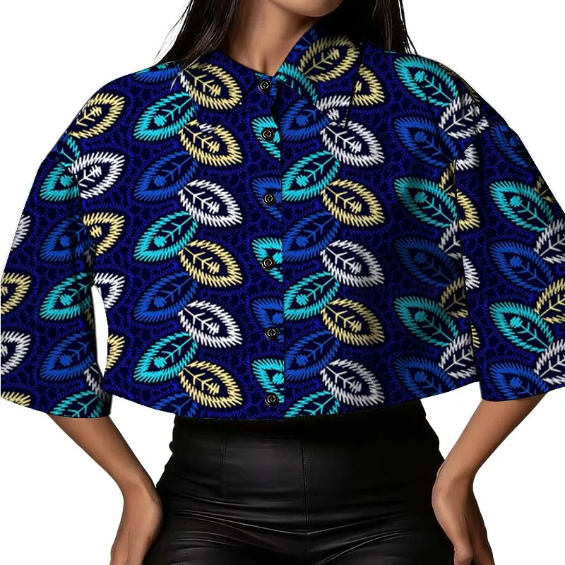 

Женские рубашки с рукавами 3/4 в стиле Анкара, кардиганы, блузки, топы, цветные принты, африканский стиль, одежда для вечеринок