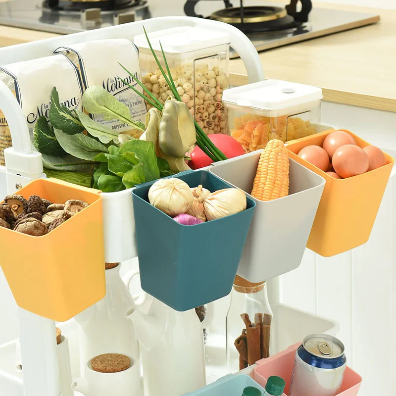 Cesta de almacenamiento colgante con carrito pequeño, caja de almacenamiento de papelería para artículos diversos de escritorio colgante para cocina y baño, estante para cabecera