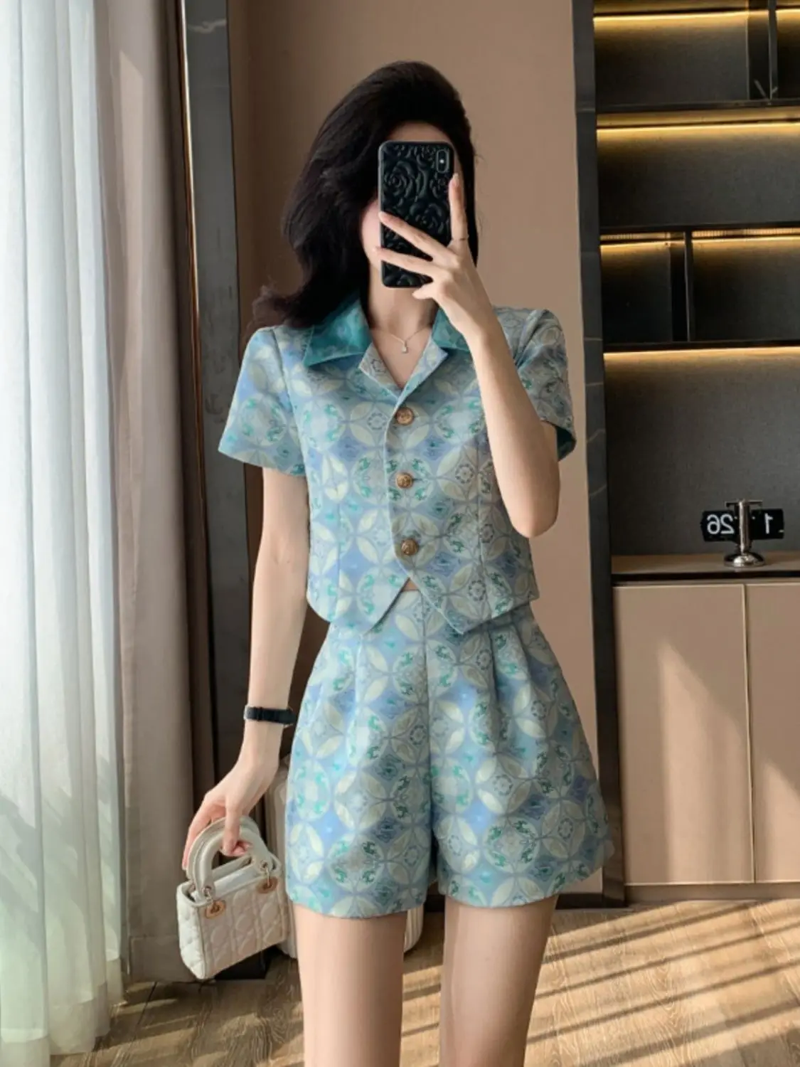 

Summer Fashion Casual Print Women's Short Sets 2 Pieces Chic and Elegant Cheap Offers Kit 2025 Tailor Korean Style Female Shorts