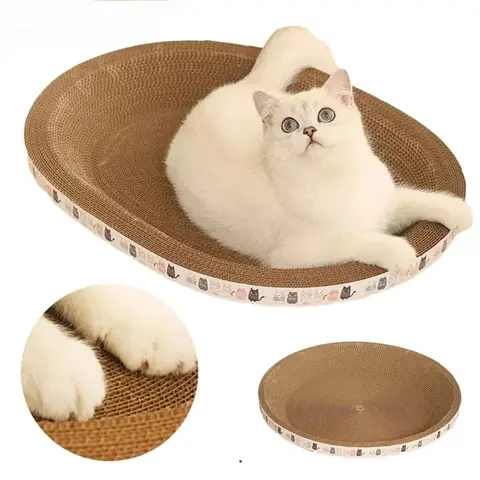 Gegolfde kattenkrabpaal met kattenkruid Slijtvast en krasbestendig Kattenbed Scratcher Bankbeschermer Kattenmeubilair