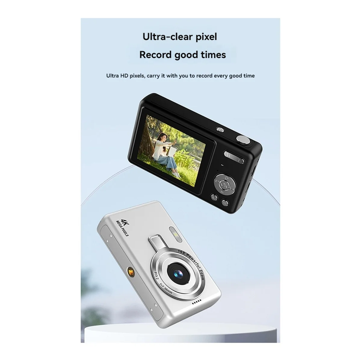 

HD 1080P 96MP Digital Camera for Children - 16X Zoom, 2.4 Inch IPS Screen, Ideal for Beginner Photography Silver