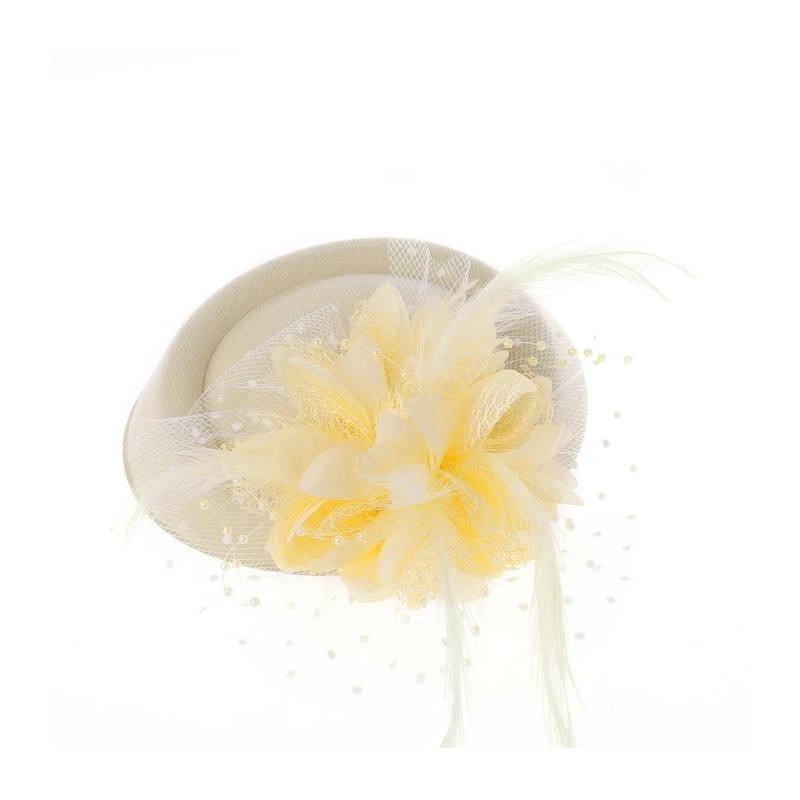 Womens Fascinator Hat Mesh Veil Flower Feather Pearl Beaded  display picture 3