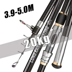 3.9M-4.5M Telescopic Fishing Rod Carbon Portable Spinning Fishing Pole for Boat Saltwater Freshwater Surfcasting Baitcasting Rod
