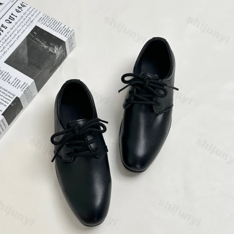 Children Boys Leather Shoes 2026 New Retro Fashion Non-slip Pointed Toe Dress Shoes British Style Kids Oxford Shoes Performance