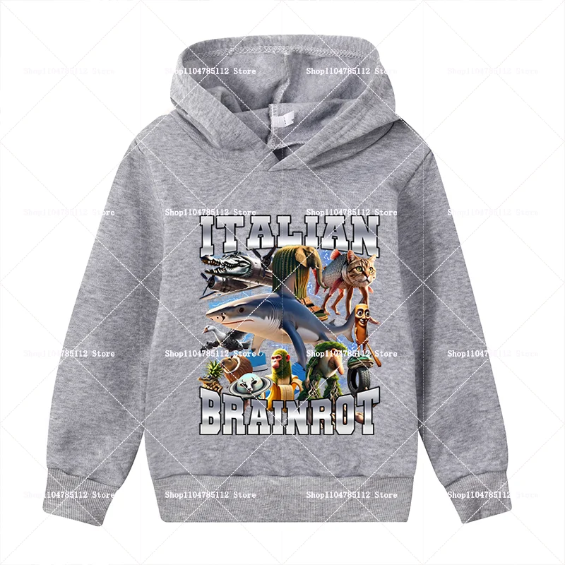 Italian Brainrot Sweatshirt Hooded Boys Casual Spring Autumn Clothes Tung Tungtung Sahur Cartoon Girl Thin Fleece Hoodies Gift