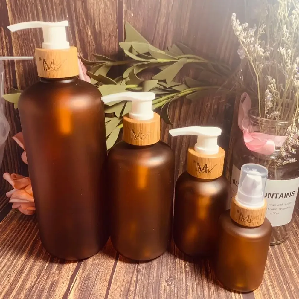 

travel portable Large Capacity Empty Round Edge Amber PET Plastic Lotion Bottle Cosmetic Brown Amber Plastic Bottles For Shampoo