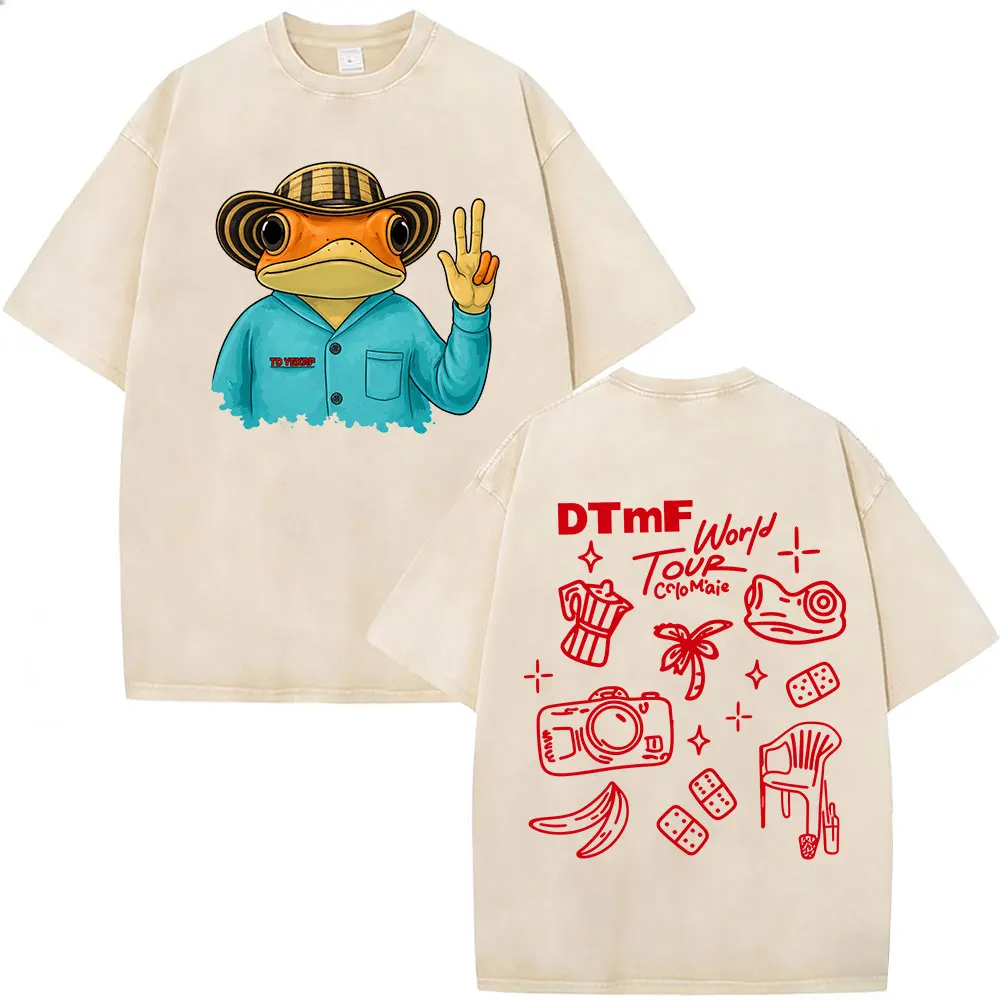 Camiseta Vintage Lavada do Rapper Bad Bunny - Debi Tirar Mas Fotos DTMF Tour 2026 - Camisetas para Homens e Mulheres, Moda Hip Hop
