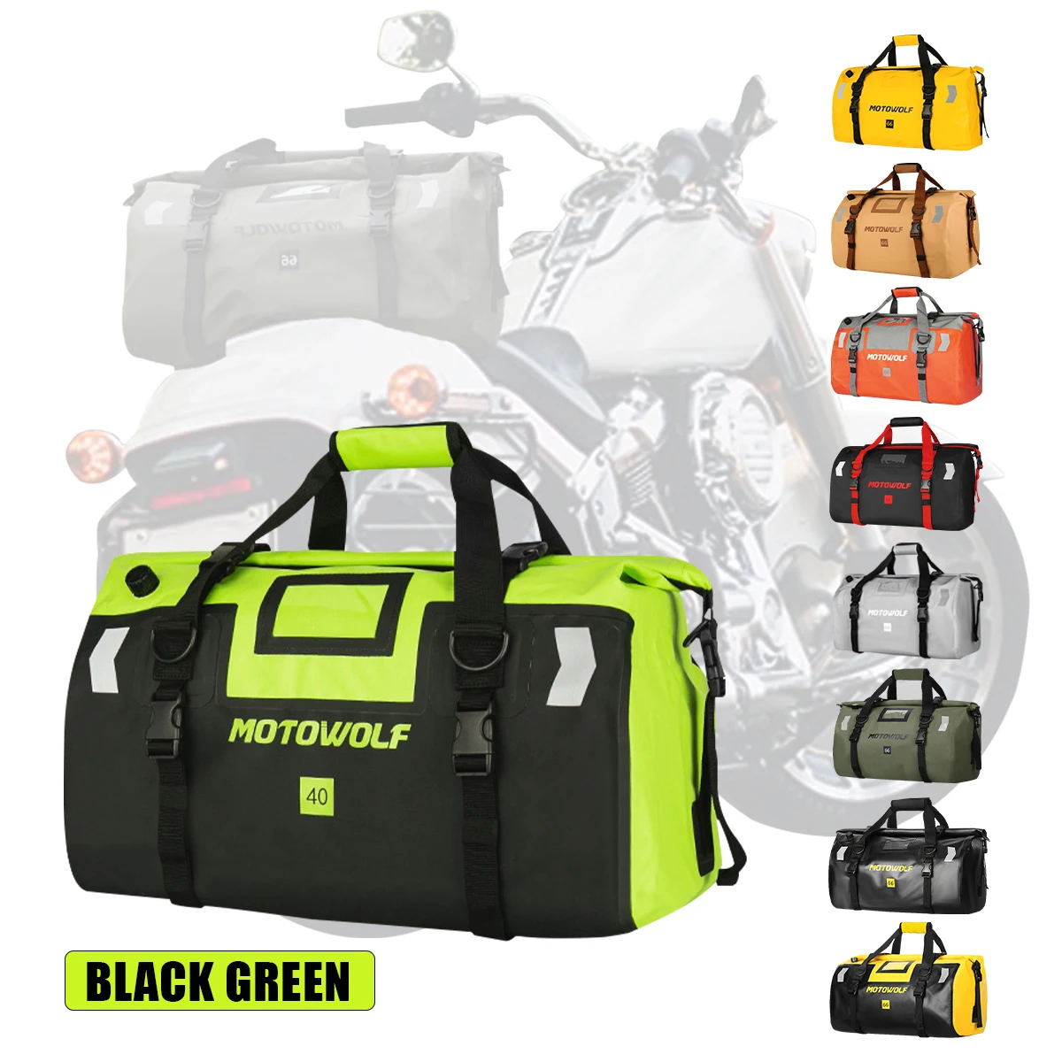 Waterproof Motorcycle Rear Seat Bag Tail Bag 20L/40L/66L/100L Travel Hiking Camping Boating Riding Outdoor Luggage