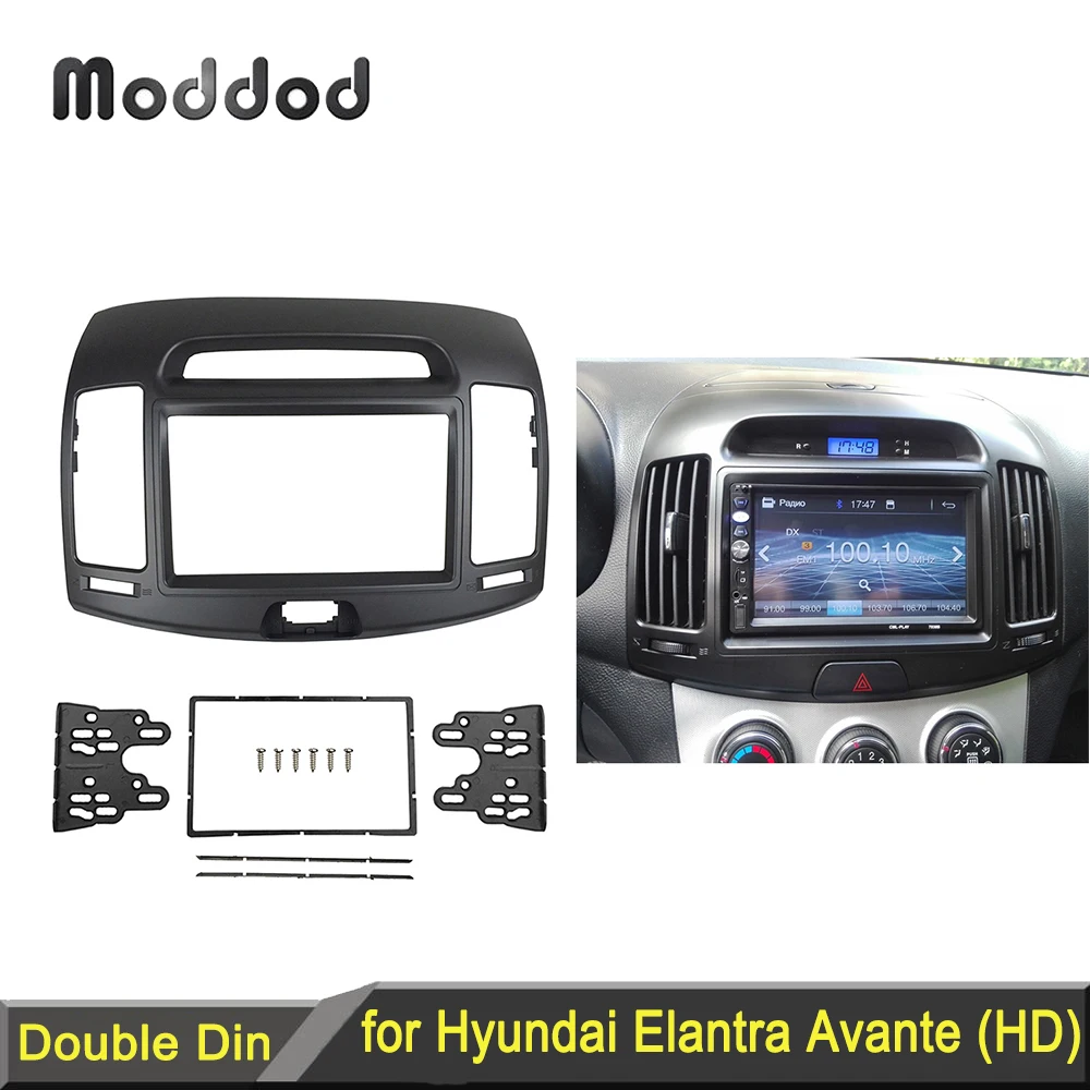 Double 2 Din Radio Fascia for Hyundai Elantra Avante 2006-2011 Left Hand Drive GPS Stereo Panel CD Trim Installation Kit Frame