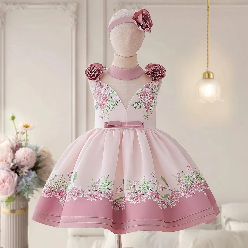 

Little Girls' Summer Princess Dress - Embroidered Puff Sleeve Stylish Tulle Gown for Birthday Parties