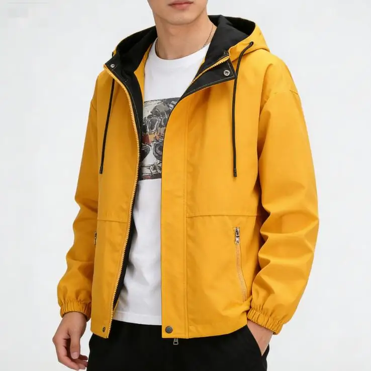 Spring and Autumn Simple Commuting Pure Color Thin Jacket Jacket Casual Youth Hooded Student Tops Male