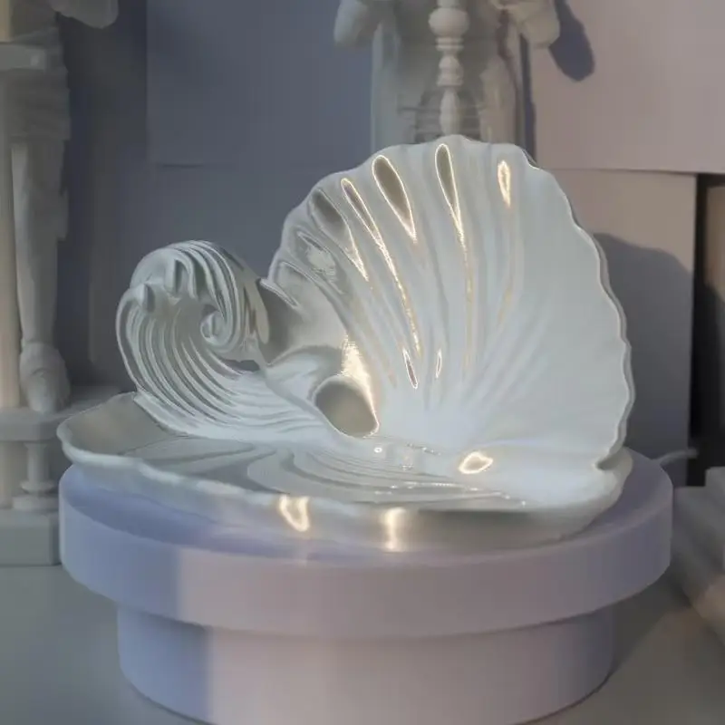 Exquisites Schmuckaufbewahrungstablett in Muschelform mit Meereswellenmuster, stilvolles Zubehörtablett für Schmuck, Geschenke oder Schmuckstücke. – Detail 4