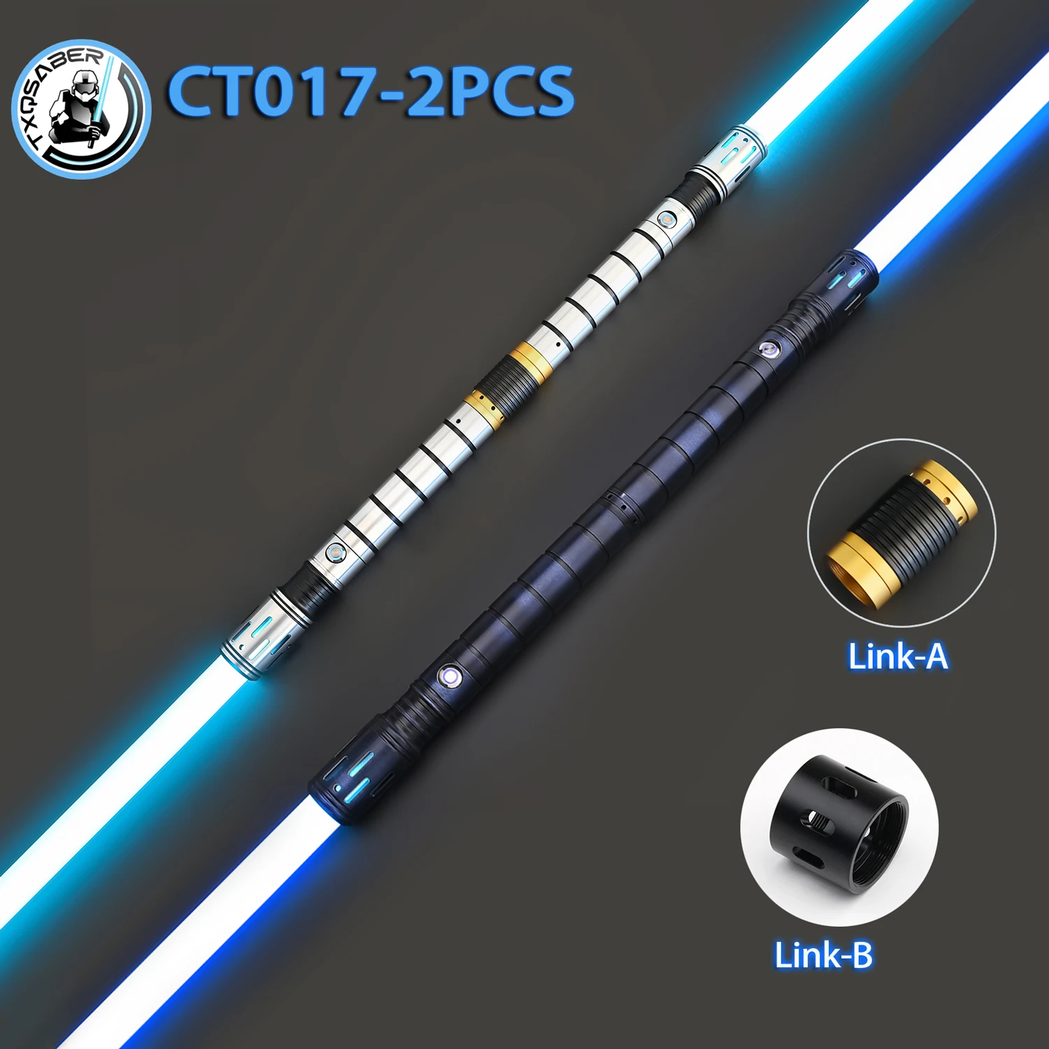 

CT017 TXQSABER Double Lightsaber Free Connector Smooth Swing Metal Hilt Heavy Dueling RGB NoePixel Laser Sword FOC Cosplay Gift