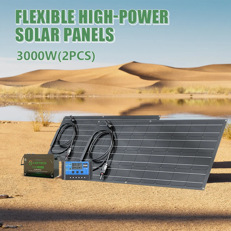 3000W Folding Solar Panel Portable Foldable Solar Charger For RV Camper Outdoor Camping Off Grid 12V Battery Power Supply
