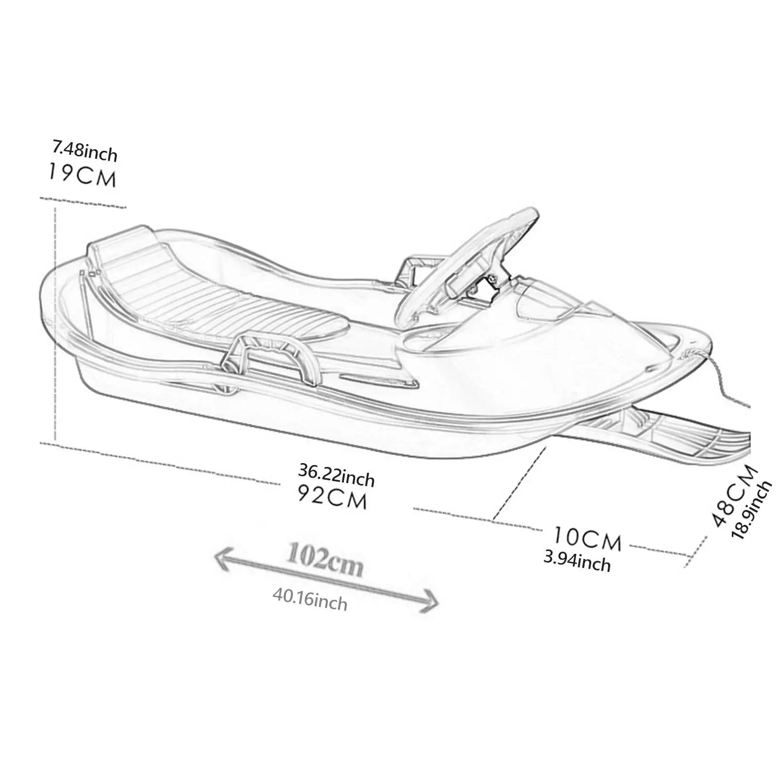 زلاجة ثلجية مع عجلة قيادة وفرامل ألعاب محمولة زلاجة ثلج للأولاد