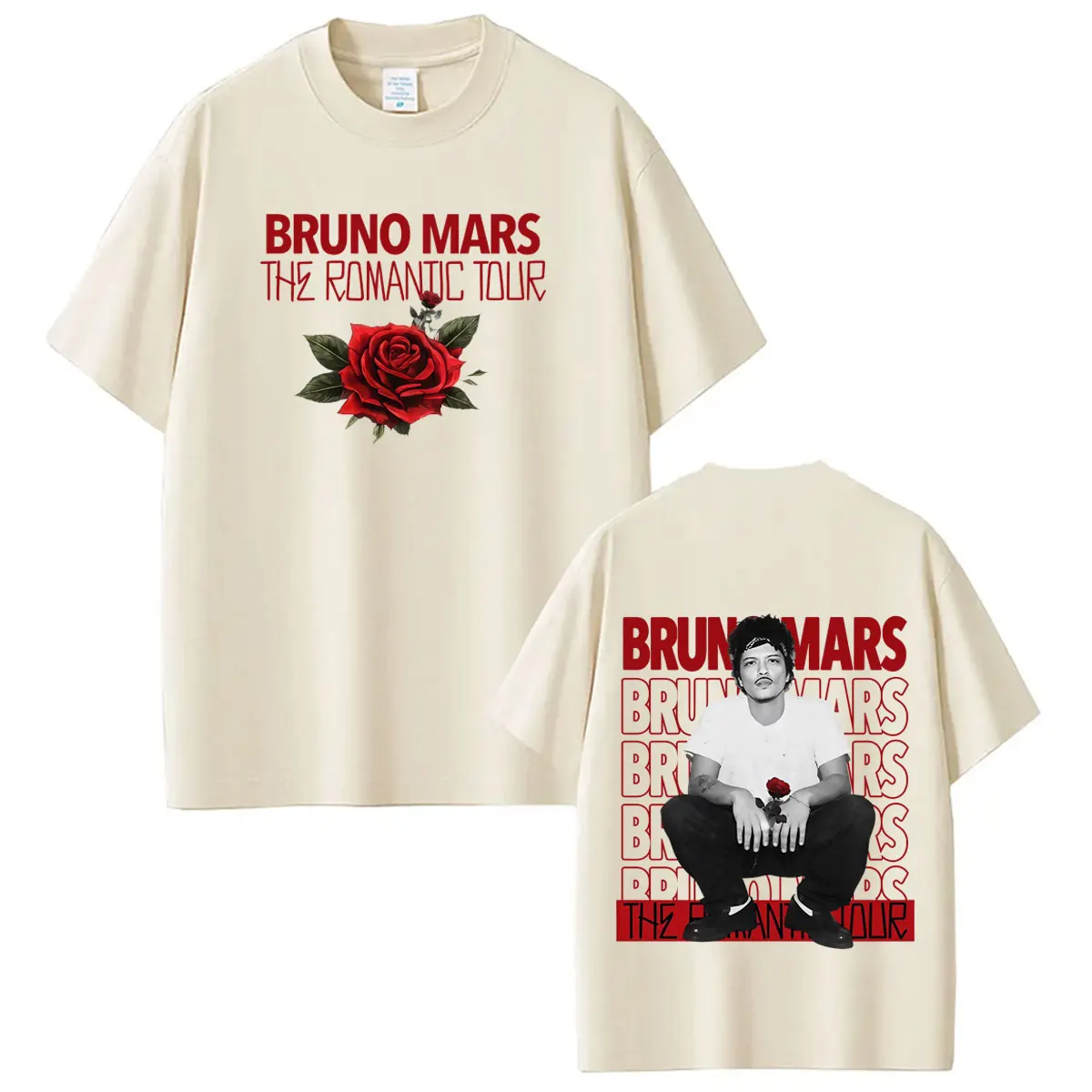 Bruno Mars The Romantic Tour 2026 Print T-Shirt Herren Damen Mode T-Shirts Kurzarm Baumwolle Ästhetischer Trend Hip-Hop T-Shirts – Detail 2