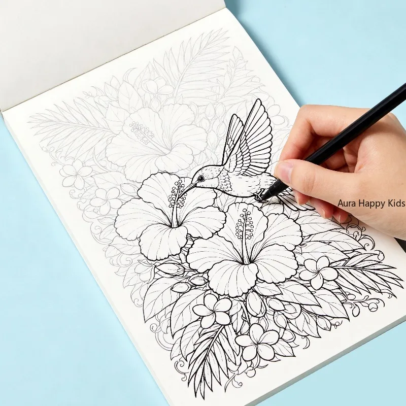 A Hand Drawn Adult Stress Relief Line Drawing Graffiti Book, Beautiful Exotic Girl Character Album, 24 Different Patterns