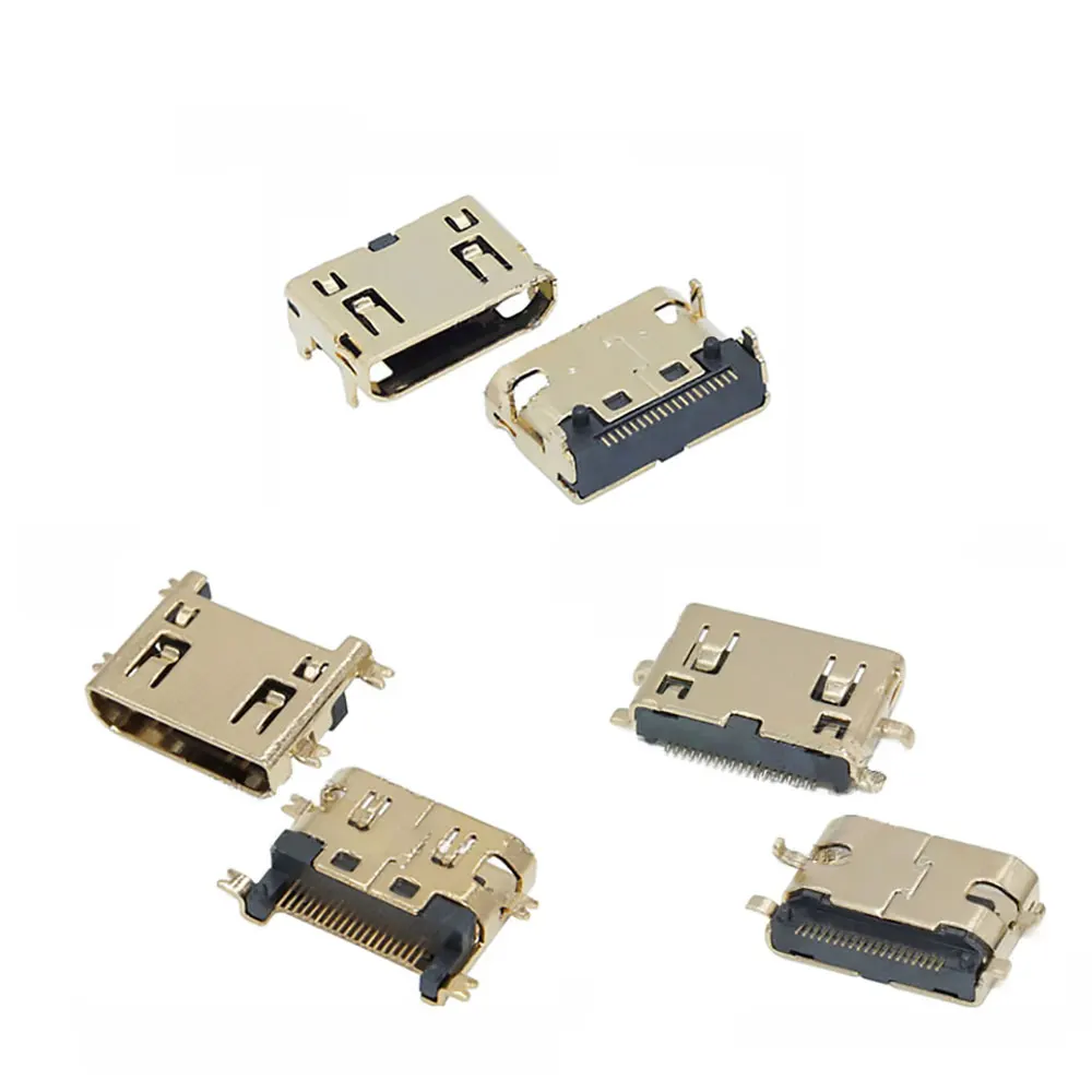 5PCS Mini HDMI-compatible Female Connector SMD 19 Pin 19P Reflow Solderable Right Angle Surface Mount PCB RoHS Receptacle