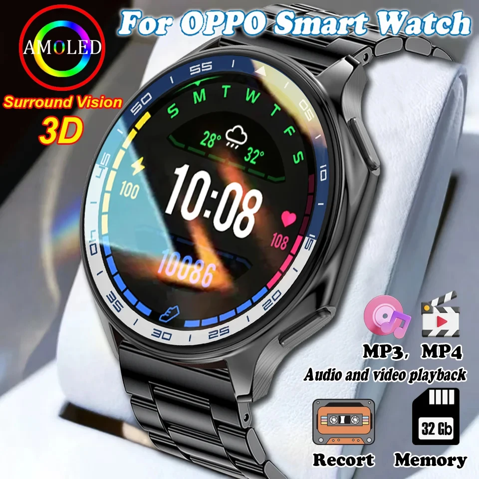 

2024 New MP3 MP4 Smart Watch AM1.43-inch AMOLED High-Definition Round Screen Language Assistant Bluetooth Call Recorder Watch ﻿