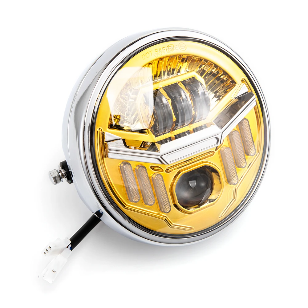 Motorcycle LED 7 Inch Round Headlight DRL Hi/Lo Beam For Harley Modified Land Rover Lada Niva Wrangler Off-Road Vehicles