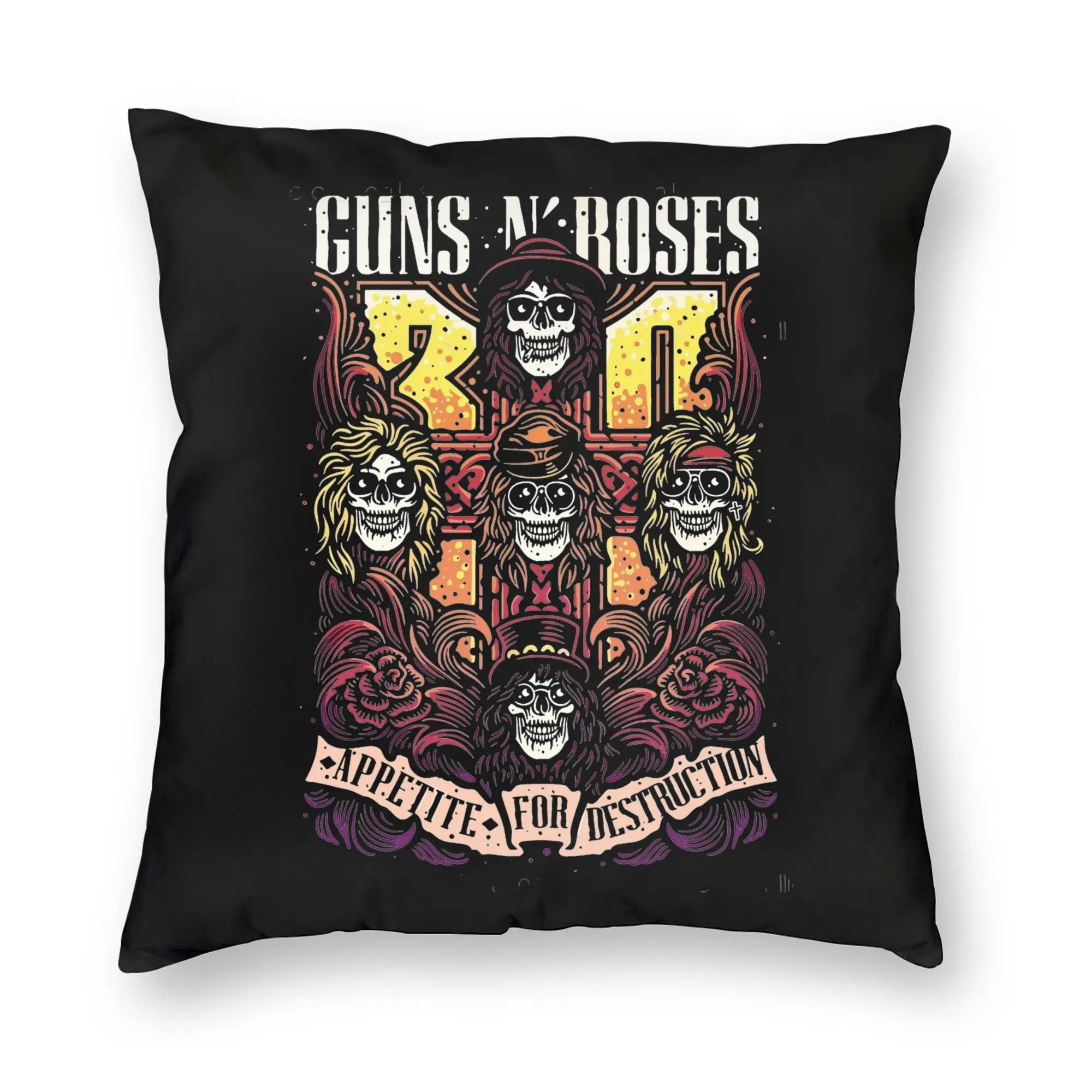 Rock Music Band G-Guns N Roses Pillowcase Printing Fabric Cushion Cover Gift Rock Band Pillow Case Cover Home Wholesale 18''