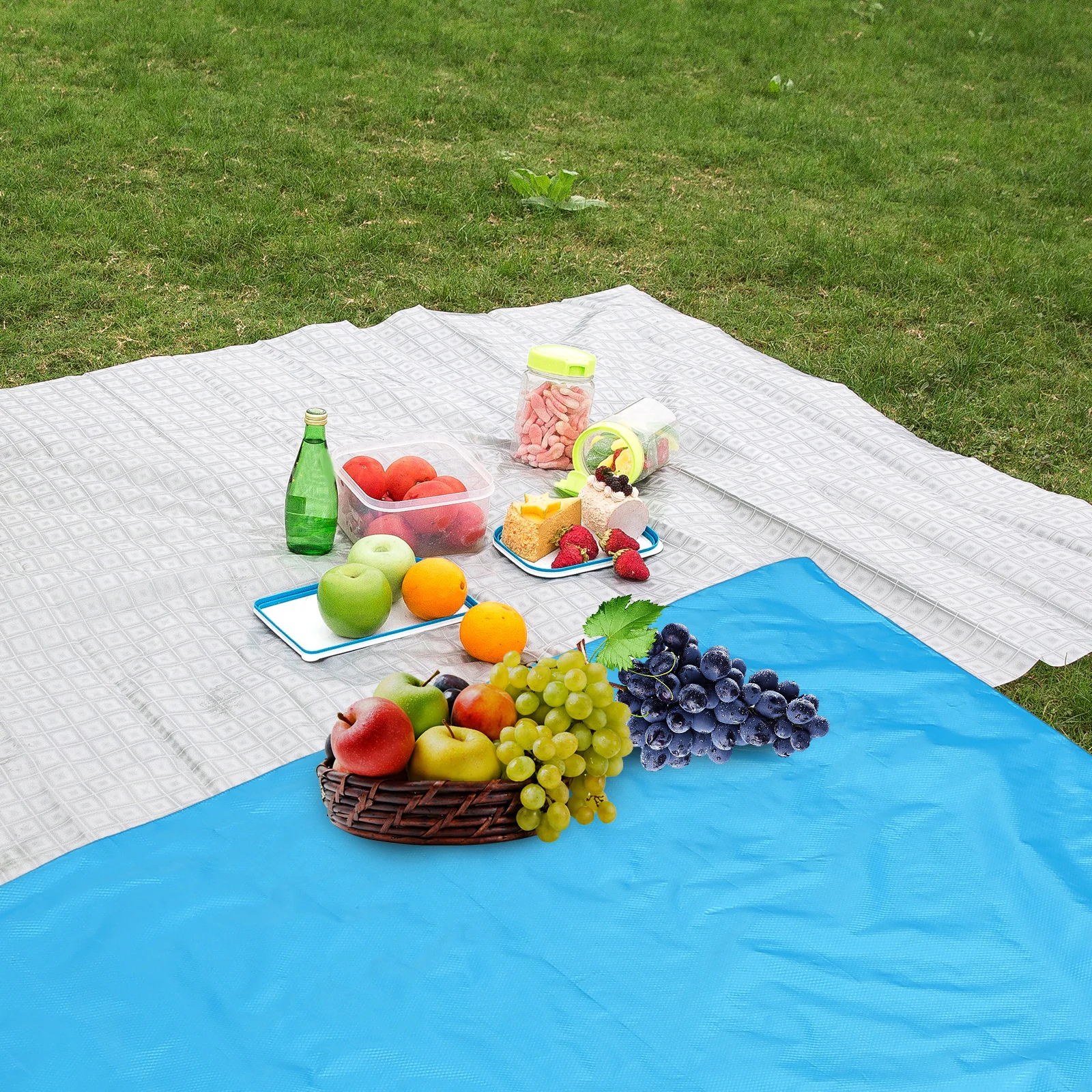 مقاوم للماء النايلون التخييم في الهواء الطلق حصيرة الرمال واقية المحمولة نزهة وسادة خفيفة الوزن قابلة للطي بطانية شاطئ نزهة متعددة الأغراض #1