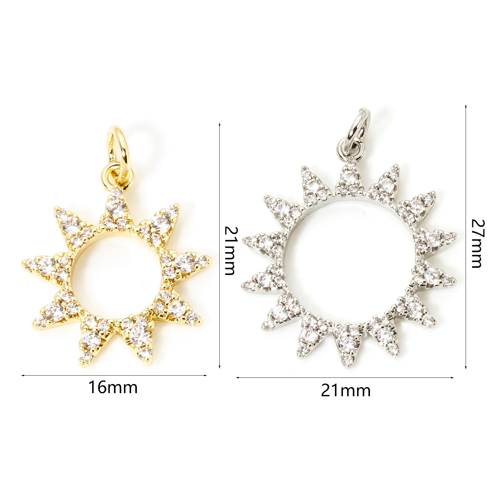 1pc Brass Galaxy Charms Gold Plated Sun Micro Pave Clear Cubic Zirconia Pendants for DIY Jewelry Necklace Findings  21mm x 16mm
