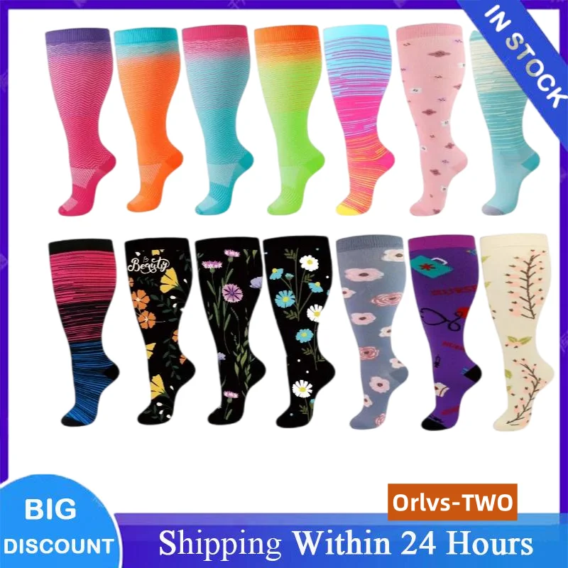 Kompressionssocken in Übergröße für Damen und Herren, 20–30 mmHg, breite Wade, extra große kniehohe Flugsocken für die Durchblutung, Unterstützung 2XL-4XL