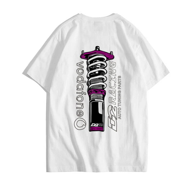 

D2 Shock Absorber Car Friends Club Street Chassis Modified Short-sleeved T-shirt Pure Cotton Round Neck