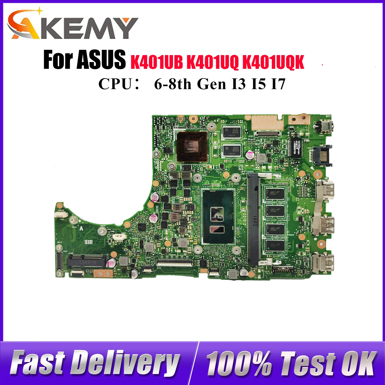 

K401UB Материнская плата для ноутбука ASUS VivoBook K401UQK K401U K401UB K401UQ U4000 A404U Материнская плата с процессором I3 I5 I7 в порядке быстрая доставка