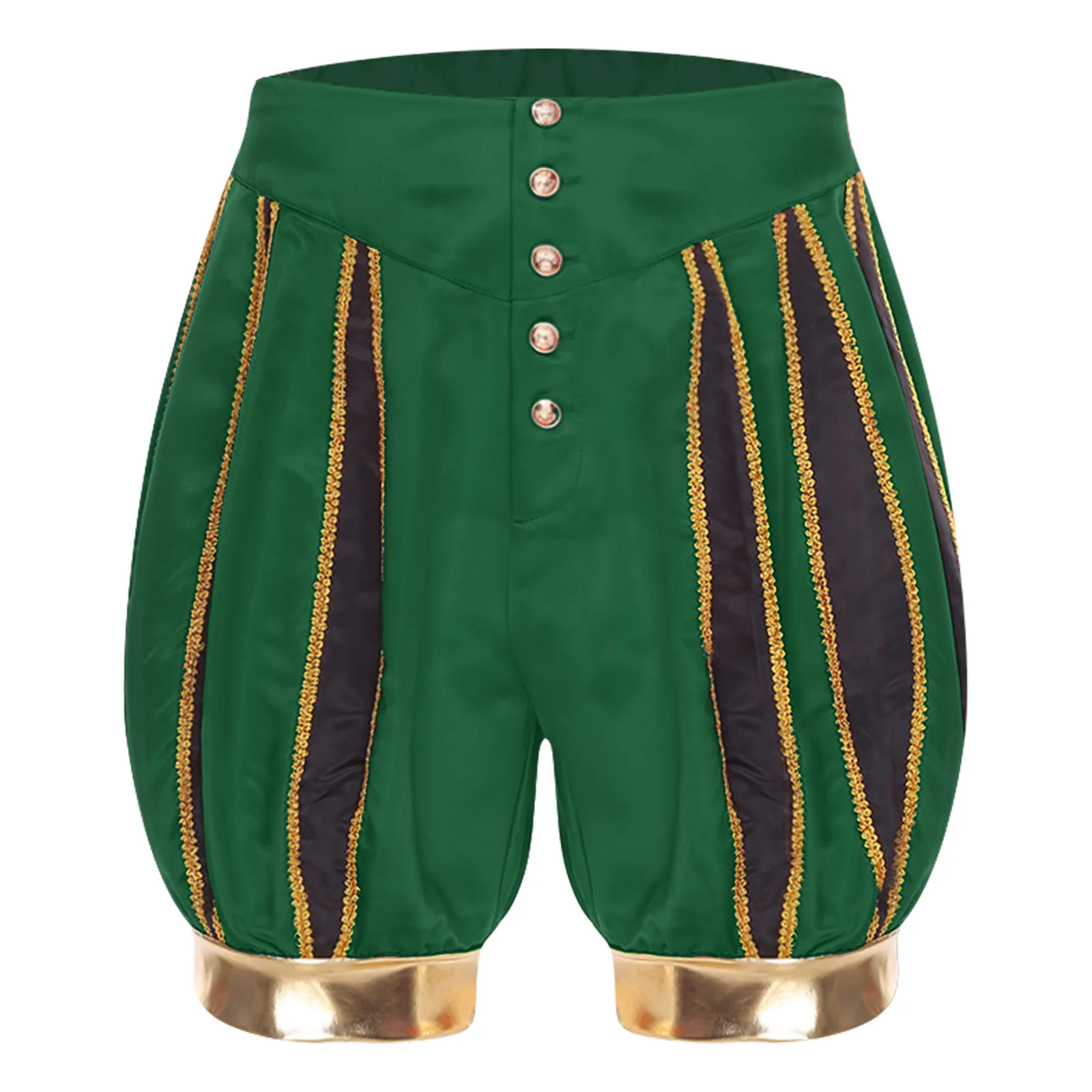Short lanterne de cirque pour hommes, garniture dorée, boutons sur le devant, taille haute, Clubwear, Halloween, Clown, Costume de fête Cosplay