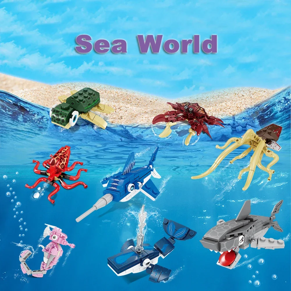 Ocean World Building Blocks Toys - Diverse Marine Life Models, Extensive Variety for Educational and Creative Play Inspiration