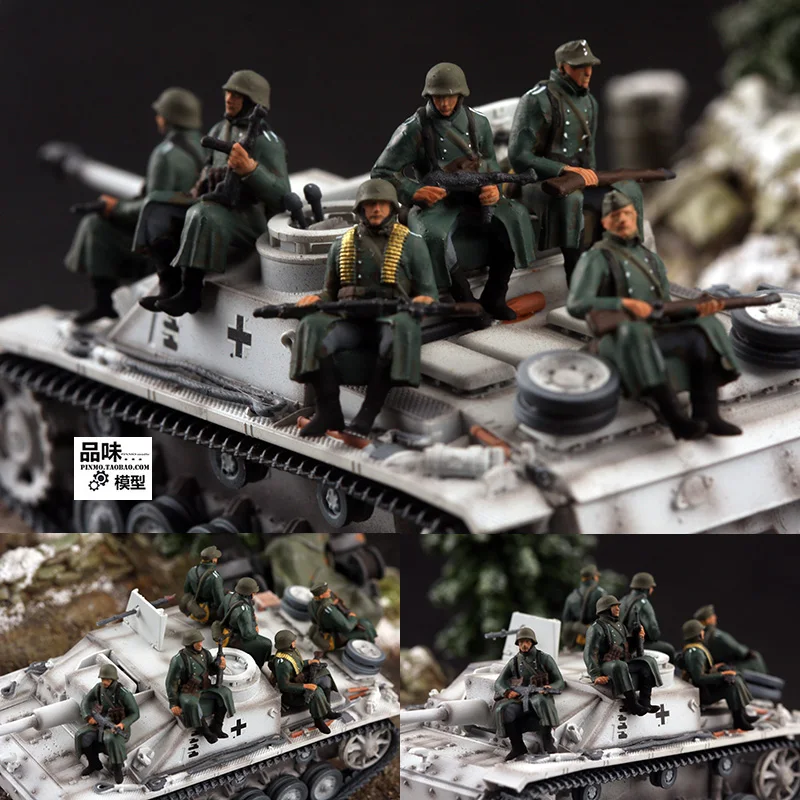 1/72 Actiefiguren Duitse leger Sneeuw Winter Auto met 6 soldaten Set Model Creatieve scène Poppen Speelgoed Display