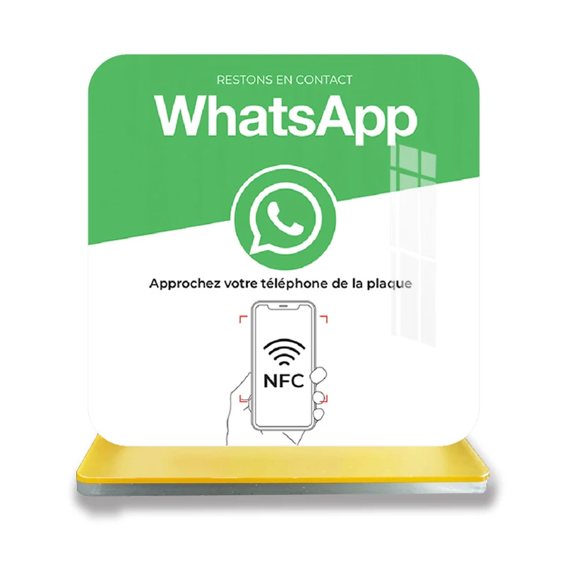 Deutsch Französisch Englisch Schreiben NFC Google Tap to Review Stand Tischdisplay für Google Bewertungen Langlebiges Acrylmaterial