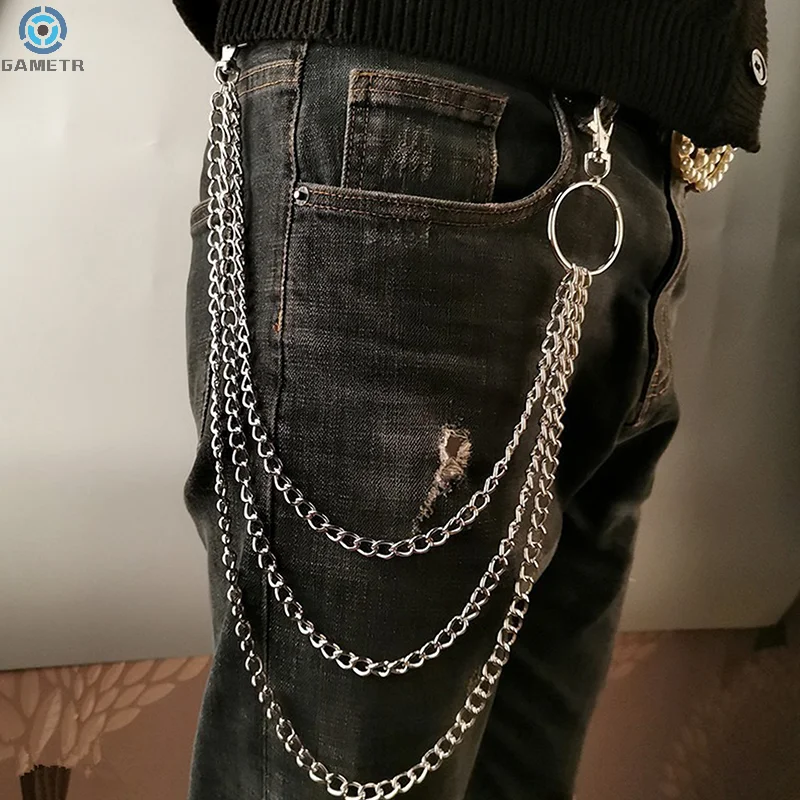 1PC Cools 2/3Layer Punk Hip-hop Long Metal Belt Chain Fashion Trousers Pant Waist Metal Chain Keychain