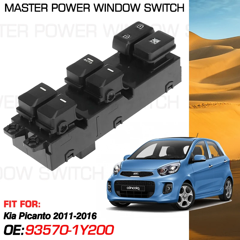 Front Left Master Car Window Lifter Control Switch 93570-1Y200 16 Pins For Kia Picanto 2011 2012 2013 2014 2015 2016 935701Y200