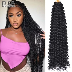 Ariel-Extensions de cheveux tressés synthétiques ondulés au crochet, cheveux bouclés, vague d'eau profonde, 28 po