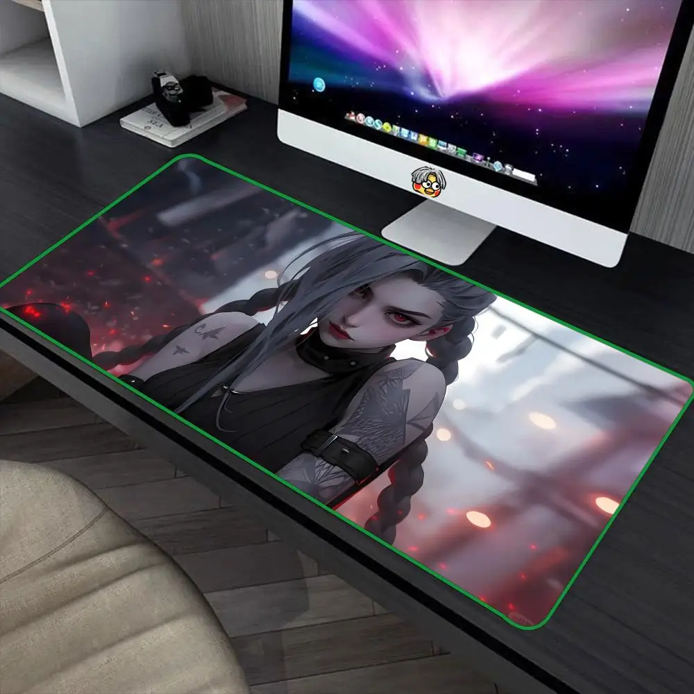 Cool League-of-Legends JINX Mouse Pad 90x40cm Colorful Lock Edge Pure Natural Rubber Desktop Anti slip Large Mouse Pad