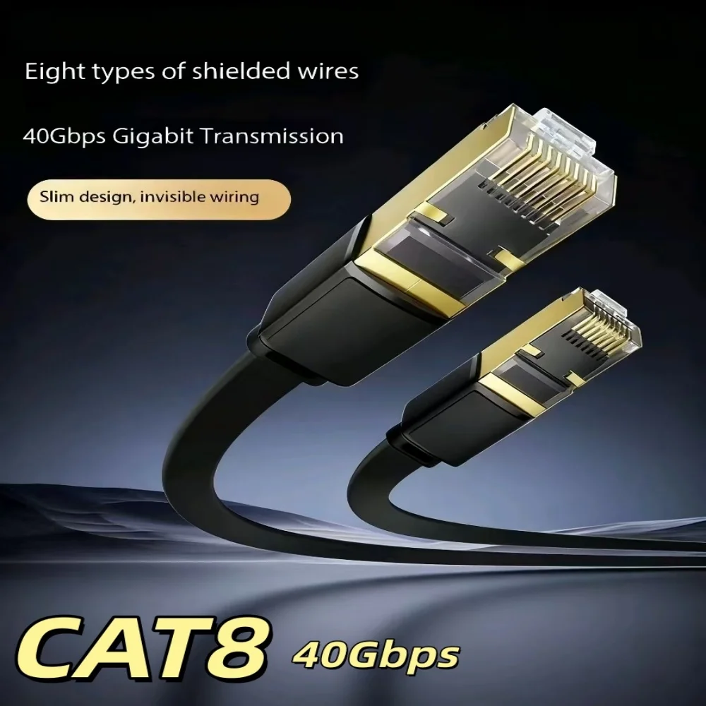 Câble Ethernet Rj45 Cat 8, câble réseau plat Cat8, LAN Internet 40Gbps 2000Mhz pour routeur Ps4 PC portable 0.5m - 5m 10m 15m 20m 30m