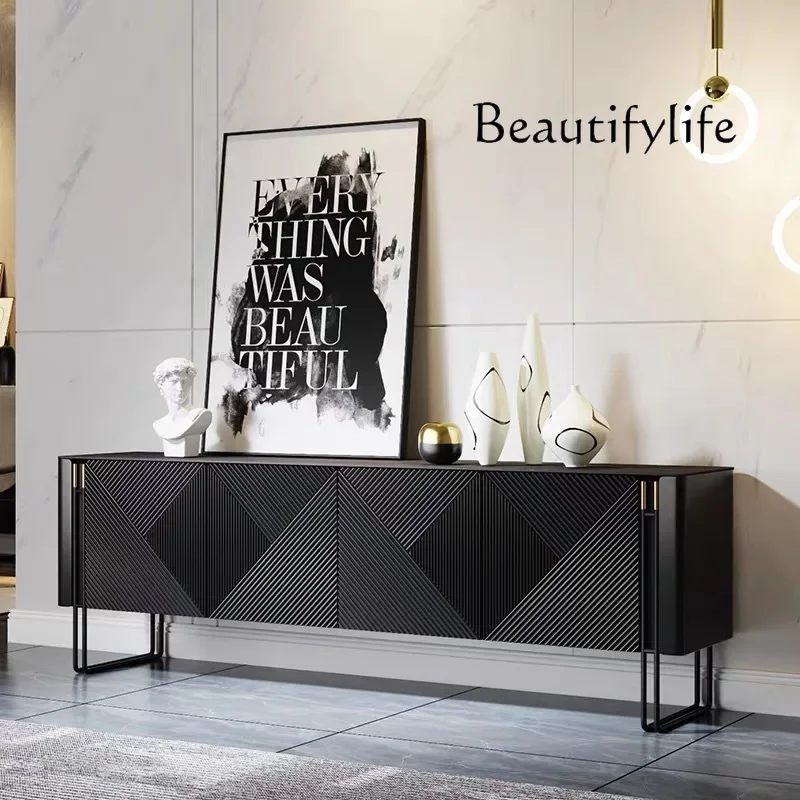 

Современный светлый роскошный рок-панельный шкаф для телевизора, итальянский напольный шкаф для гостиной из цельного дерева, простой дизайнерский элитный шкаф