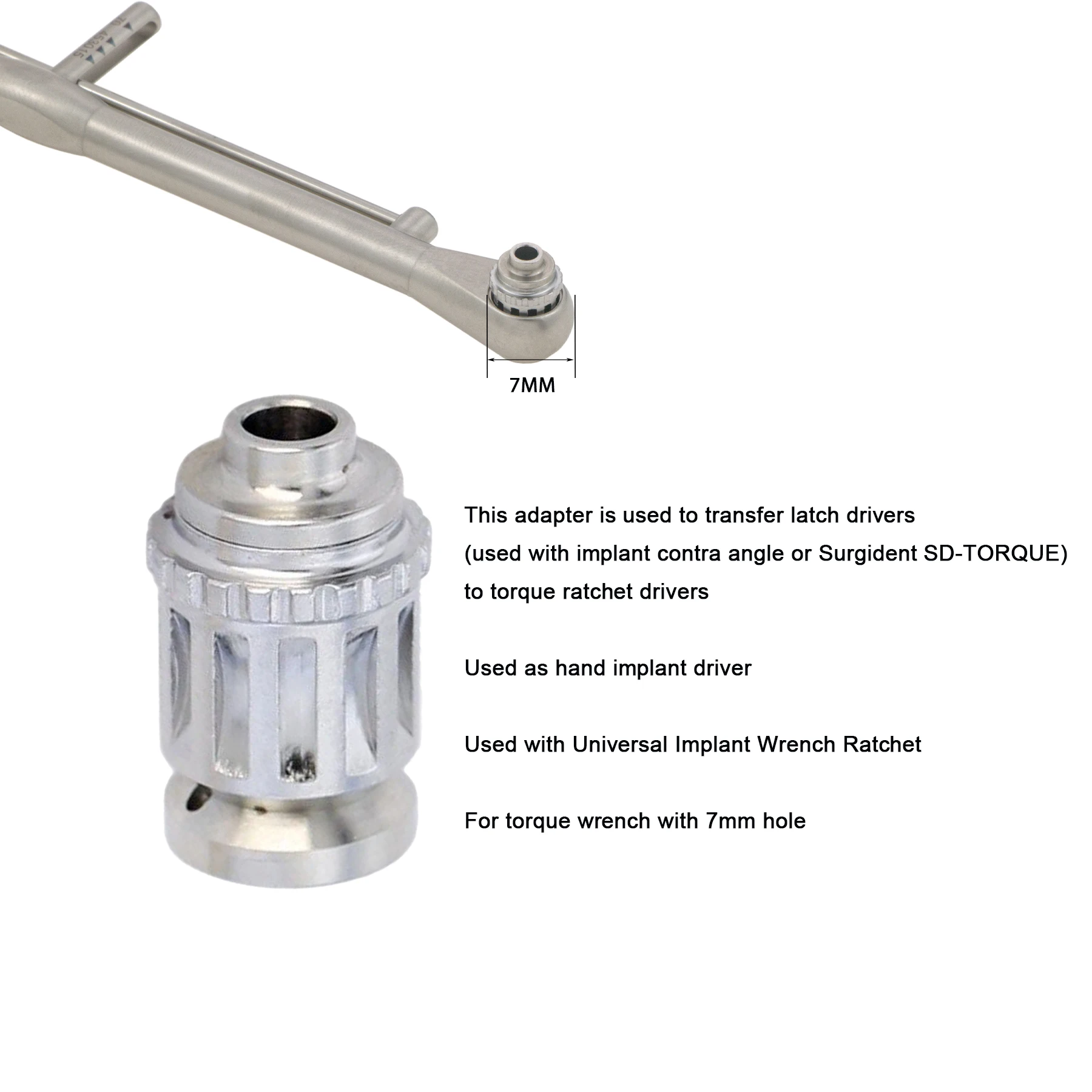 

Dental Implant Manual Torque Wrench 7mm Adapter Prosthetic Handle for Machine Drivers