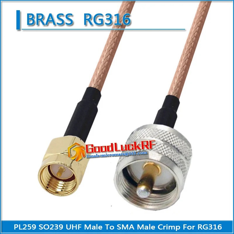 

1X Pcs PL259 SO239 PL-259 SO-239 UHF Male to SMA Male Plug Coaxial Type Pigtail Jumper RG316 Cable Low Loss UHF to SMA