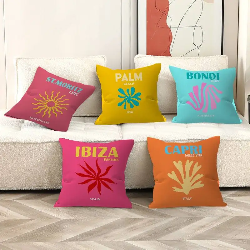 Miami Beach Ibiza Capri Bondi Mykonos Office Cushion Pillowcase Car Cushion Cover45X45CM Lumbar Pillowcase Sofa Pillowcover